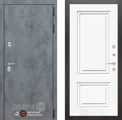 Дверь Лабиринт (LABIRINT) Бетон 26 Белый (RAL-9003) в Павловском Посаде