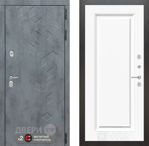 Дверь Лабиринт (LABIRINT) Бетон 27 Белый (RAL-9003) в Павловском Посаде