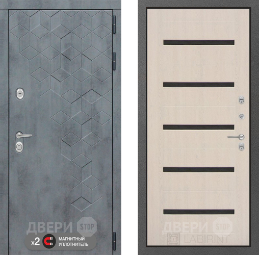 Входная металлическая Дверь Лабиринт (LABIRINT) Бетон 01 Беленый дуб в Павловском Посаде