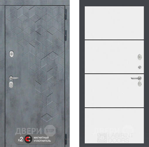 Дверь Лабиринт (LABIRINT) Бетон 25 Белый софт в Павловском Посаде