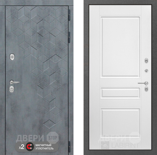 Дверь Лабиринт (LABIRINT) Бетон 03 Белый софт в Павловском Посаде