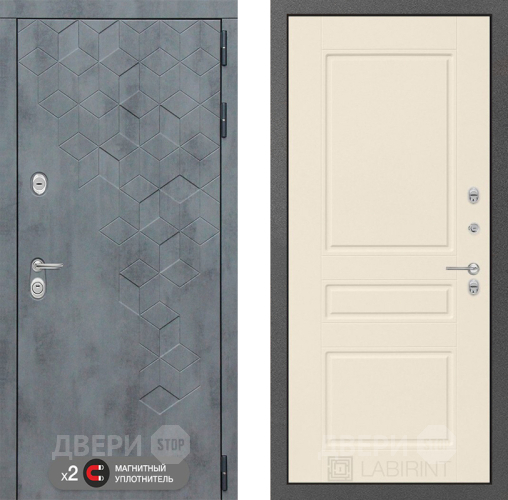 Входная металлическая Дверь Лабиринт (LABIRINT) Бетон 03 Крем софт в Павловском Посаде