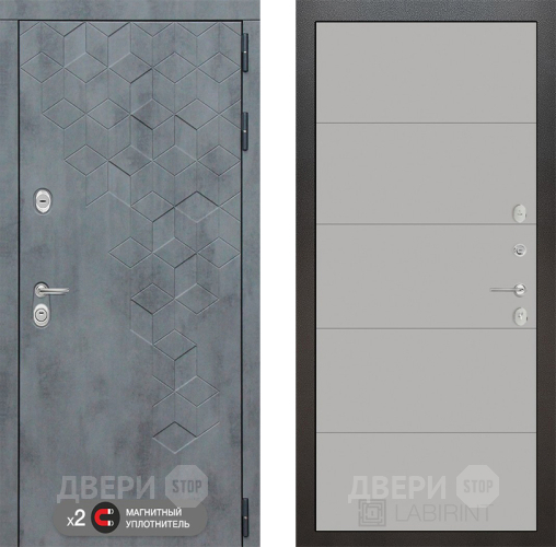 Входная металлическая Дверь Лабиринт (LABIRINT) Бетон 13 Грей софт в Павловском Посаде
