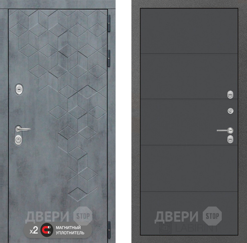 Входная металлическая Дверь Лабиринт (LABIRINT) Бетон 13 Графит софт в Павловском Посаде