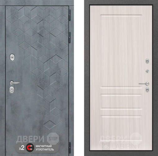 Входная металлическая Дверь Лабиринт (LABIRINT) Бетон 03 Сандал белый в Павловском Посаде