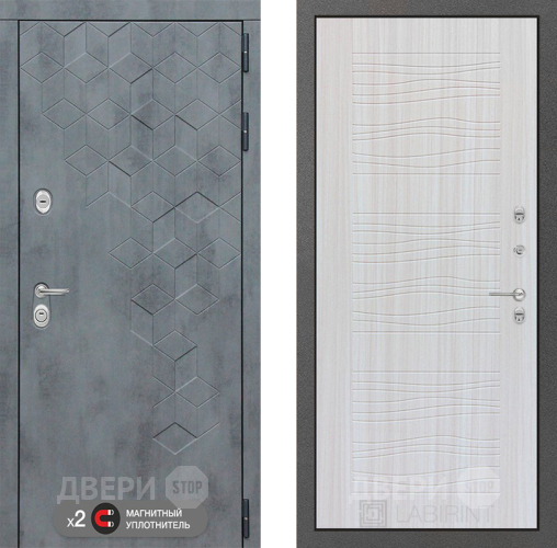 Входная металлическая Дверь Лабиринт (LABIRINT) Бетон 06 Сандал белый в Павловском Посаде