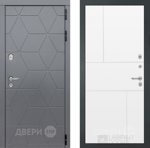 Входная металлическая Дверь Лабиринт (LABIRINT) Cosmo 21 Белый софт в Павловском Посаде