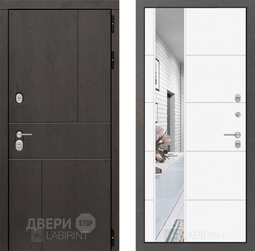 Дверь Лабиринт (LABIRINT) Urban Зеркало 19 Белый софт в Павловском Посаде