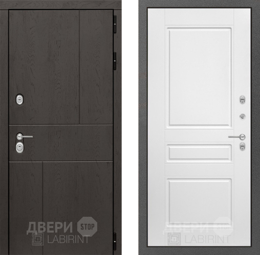 Входная металлическая Дверь Лабиринт (LABIRINT) Urban 03 Белый софт в Павловском Посаде