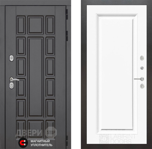 Входная металлическая Дверь Лабиринт (LABIRINT) New York 27 Белый (RAL-9003) в Павловском Посаде