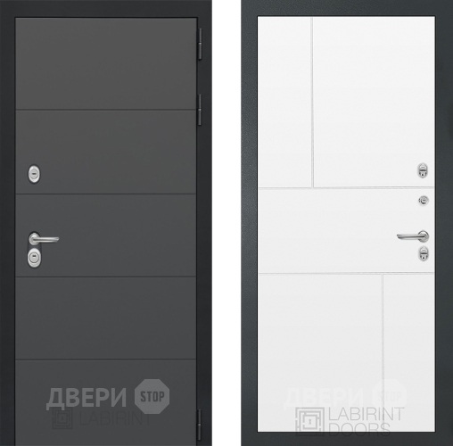 Входная металлическая Дверь Лабиринт (LABIRINT) Art 21 Белый софт в Павловском Посаде