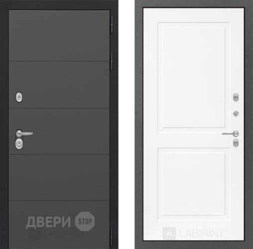 Входная металлическая Дверь Лабиринт (LABIRINT) Art 11 Белый софт в Павловском Посаде