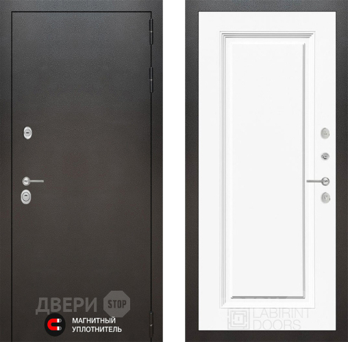 Входная металлическая Дверь Лабиринт (LABIRINT) Silver 27 Белый (RAL-9003) в Павловском Посаде