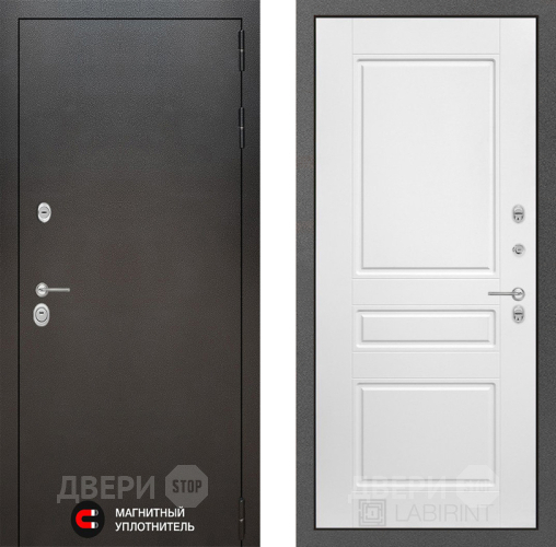 Входная металлическая Дверь Лабиринт (LABIRINT) Silver 03 Белый софт в Павловском Посаде