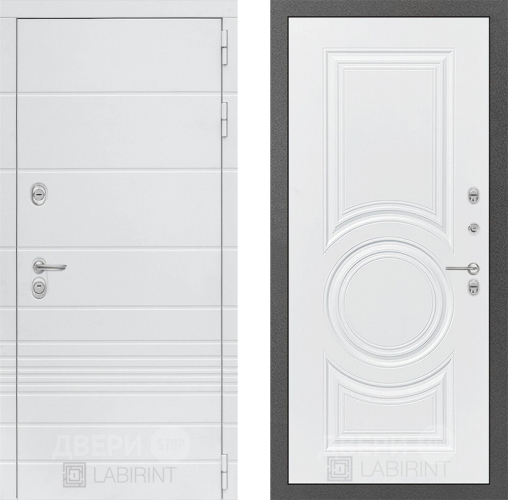 Входная металлическая Дверь Лабиринт (LABIRINT) Трендо 23 Белый софт в Павловском Посаде