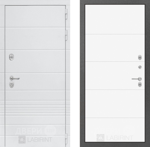 Входная металлическая Дверь Лабиринт (LABIRINT) Трендо 13 Белый софт в Павловском Посаде