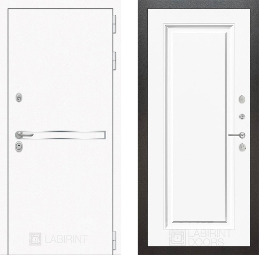 Входная металлическая Дверь Лабиринт (LABIRINT) Лайн White 27 Белый (RAL-9003) в Павловском Посаде