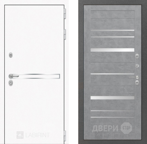 Входная металлическая Дверь Лабиринт (LABIRINT) Лайн White 20 Бетон светлый в Павловском Посаде