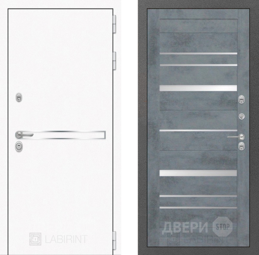 Входная металлическая Дверь Лабиринт (LABIRINT) Лайн White 20 Бетон темный в Павловском Посаде