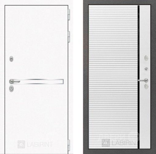 Входная металлическая Дверь Лабиринт (LABIRINT) Лайн White 22 Белый софт в Павловском Посаде