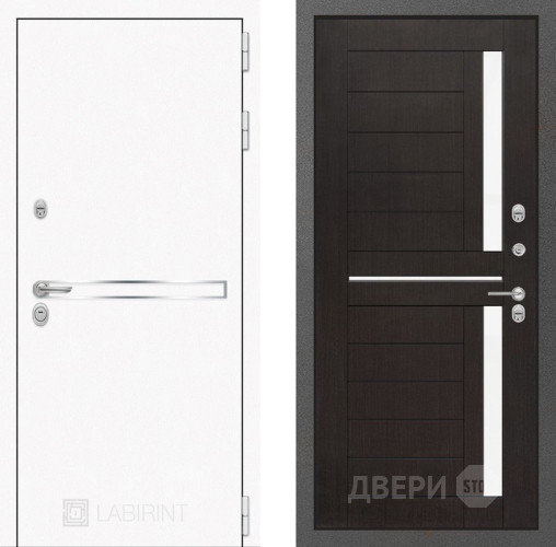 Входная металлическая Дверь Лабиринт (LABIRINT) Лайн White 02 Венге в Павловском Посаде