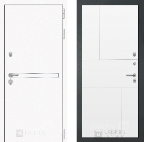 Входная металлическая Дверь Лабиринт (LABIRINT) Лайн White 21 Белый софт в Павловском Посаде