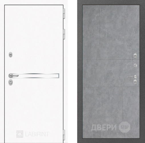 Входная металлическая Дверь Лабиринт (LABIRINT) Лайн White 21 Бетон светлый в Павловском Посаде