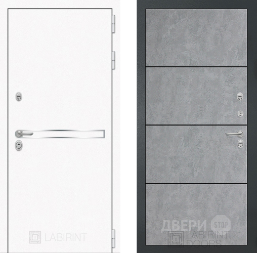 Входная металлическая Дверь Лабиринт (LABIRINT) Лайн White 25 Бетон светлый в Павловском Посаде