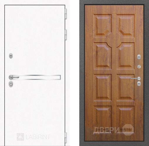 Входная металлическая Дверь Лабиринт (LABIRINT) Лайн White 17 Дуб золото в Павловском Посаде