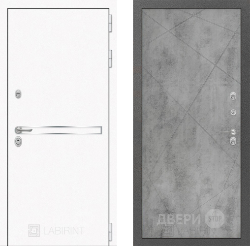 Входная металлическая Дверь Лабиринт (LABIRINT) Лайн White 24 Бетон светлый в Павловском Посаде