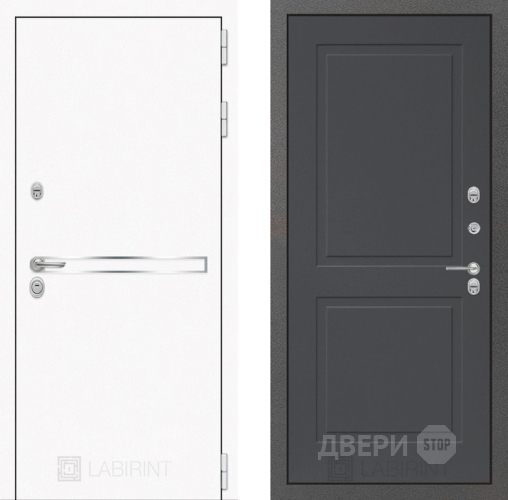 Входная металлическая Дверь Лабиринт (LABIRINT) Лайн White 11 Графит софт в Павловском Посаде