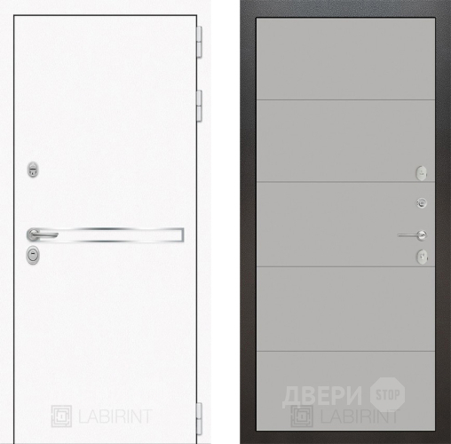 Входная металлическая Дверь Лабиринт (LABIRINT) Лайн White 13 Грей софт в Павловском Посаде