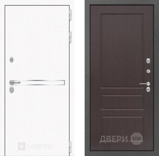 Входная металлическая Дверь Лабиринт (LABIRINT) Лайн White 03 Орех премиум в Павловском Посаде