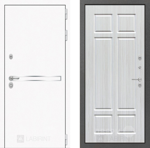 Входная металлическая Дверь Лабиринт (LABIRINT) Лайн White 08 Кристалл вуд в Павловском Посаде