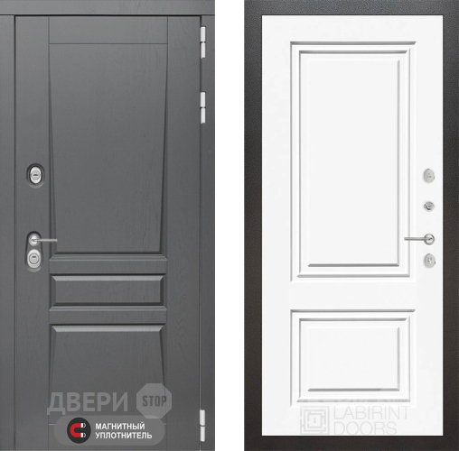 Входная металлическая Дверь Лабиринт (LABIRINT) Платинум 26 Белый (RAL-9003) в Павловском Посаде