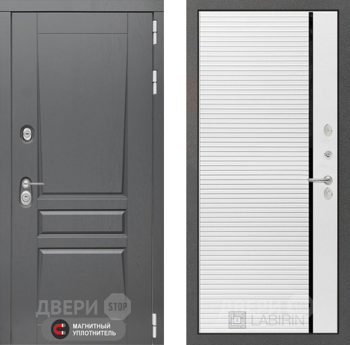 Входная металлическая Дверь Лабиринт (LABIRINT) Платинум 22 Белый софт в Павловском Посаде