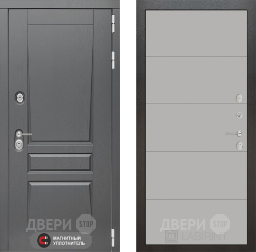 Входная металлическая Дверь Лабиринт (LABIRINT) Платинум 13 Грей софт в Павловском Посаде