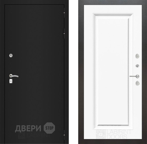 Дверь Лабиринт (LABIRINT) Classic шагрень черная 27 Белый (RAL-9003) в Павловском Посаде
