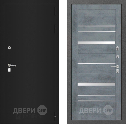 Дверь Лабиринт (LABIRINT) Classic шагрень черная 20 Бетон темный в Павловском Посаде