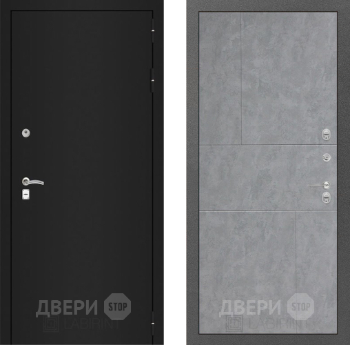 Входная металлическая Дверь Лабиринт (LABIRINT) Classic шагрень черная 21 Бетон светлый в Павловском Посаде