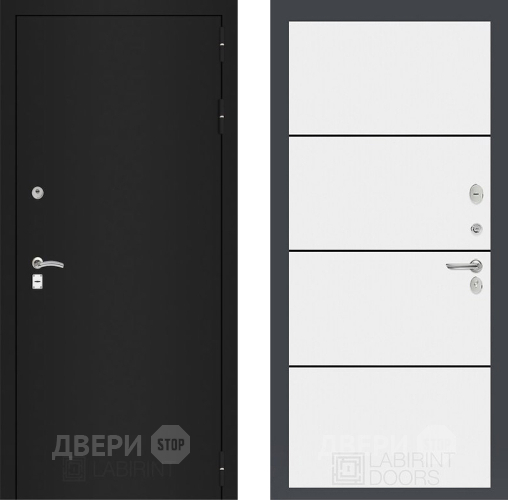 Входная металлическая Дверь Лабиринт (LABIRINT) Classic шагрень черная 25 Белый софт в Павловском Посаде