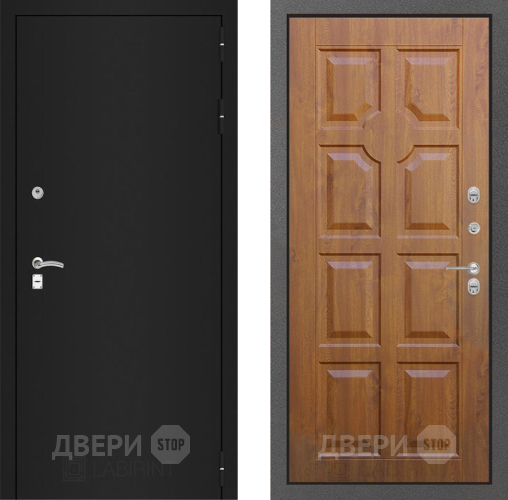 Входная металлическая Дверь Лабиринт (LABIRINT) Classic шагрень черная 17 Дуб золото в Павловском Посаде