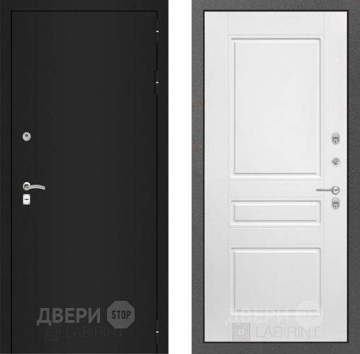 Входная металлическая Дверь Лабиринт (LABIRINT) Classic шагрень черная 03 Белый софт в Павловском Посаде