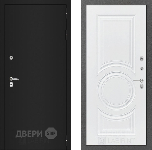 Входная металлическая Дверь Лабиринт (LABIRINT) Classic шагрень черная 23 Белый софт в Павловском Посаде