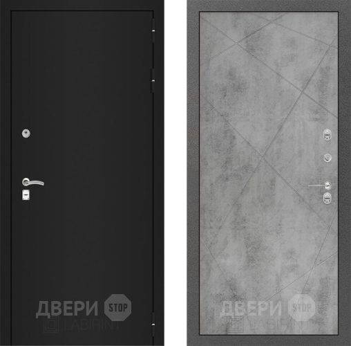 Входная металлическая Дверь Лабиринт (LABIRINT) Classic шагрень черная 24 Бетон светлый в Павловском Посаде