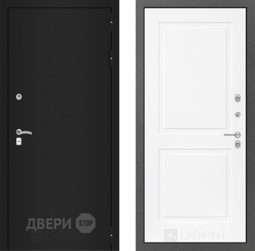 Входная металлическая Дверь Лабиринт (LABIRINT) Classic шагрень черная 11 Белый софт в Павловском Посаде