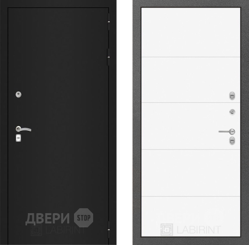 Входная металлическая Дверь Лабиринт (LABIRINT) Classic шагрень черная 13 Белый софт в Павловском Посаде