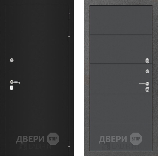 Входная металлическая Дверь Лабиринт (LABIRINT) Classic шагрень черная 13 Графит софт в Павловском Посаде