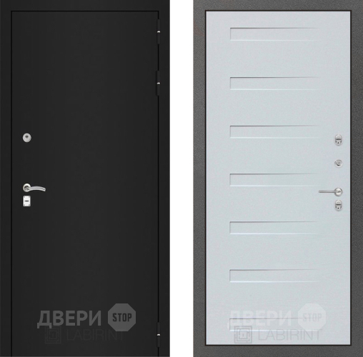 Дверь Лабиринт (LABIRINT) Classic шагрень черная 14 Дуб кантри белый горизонтальный в Павловском Посаде