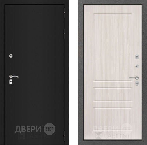 Дверь Лабиринт (LABIRINT) Classic шагрень черная 03 Сандал белый в Павловском Посаде